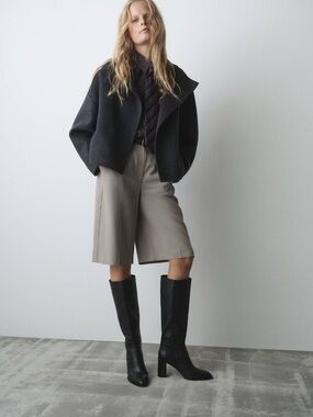 Mango Leather Block-Heel Boots 36(6)